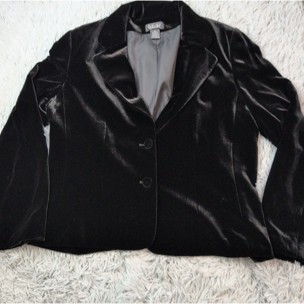 Rafaella Jacket Womens 16 Black Blazer Silk Blend Coat Pockets Button Up Soft